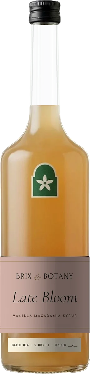 Late Bloom · Vanilla Macadamia Syrup bottle